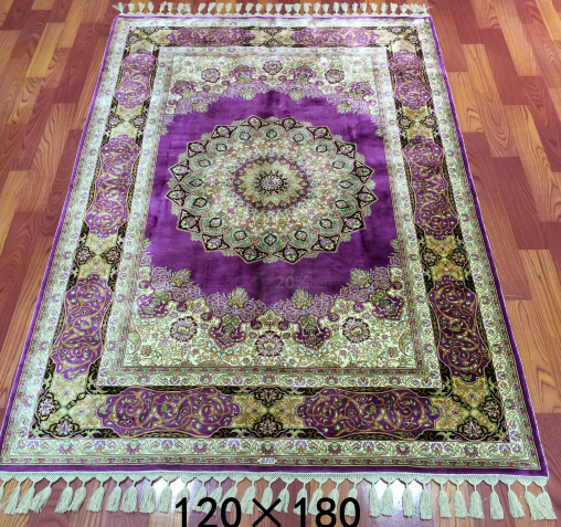 手工绢丝地毯 4*6 TXX-1243紫