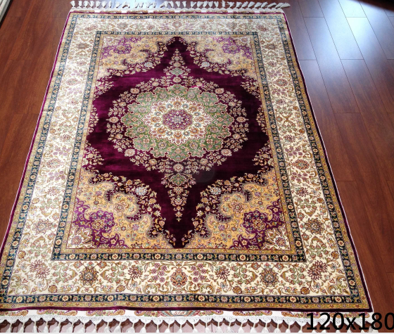 手工绢丝地毯 4*6 TXJ-1001紫