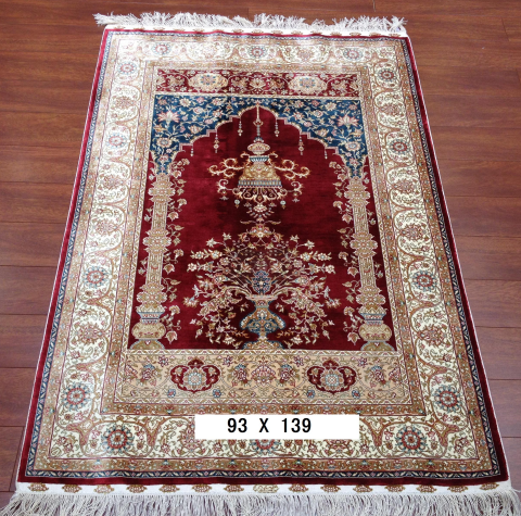 手工绢丝地毯 3*4.5 TXD-179红