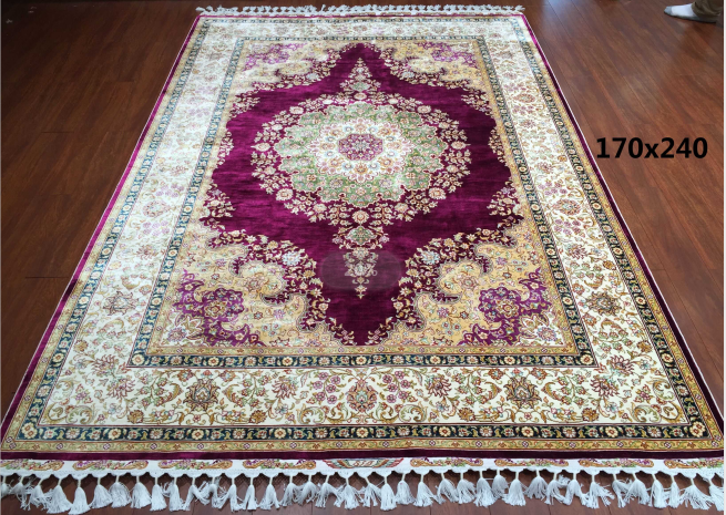 手工绢丝地毯  5.4*7.87  TXJ-1001紫