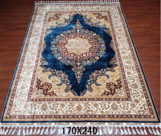 手工绢丝地毯  5.4*7.87 TXJ-1001蓝