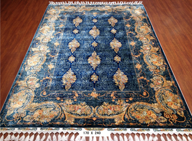 手工绢丝地毯  5.4*7.87 TXX-1343蓝