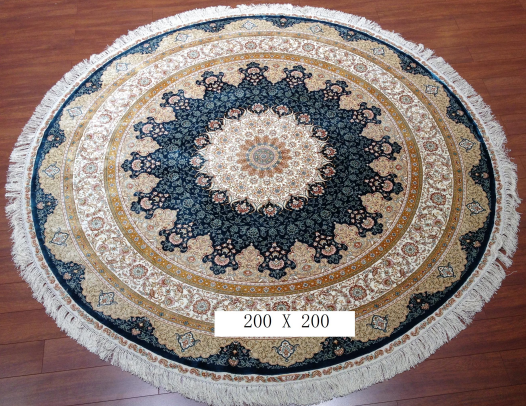 手工绢丝地毯6.56*6.56  TXD-1042蓝