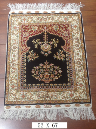 手工绢丝地毯 1.7*2.2  TXD-33黑