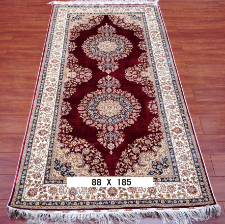 手工绢丝地毯 2.8*6 TXJ-1001红