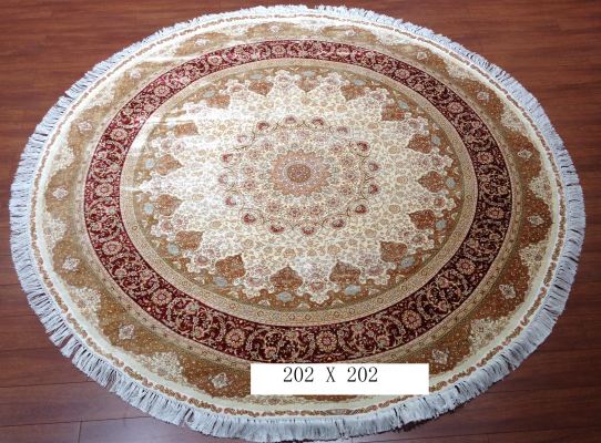 手工绢丝地毯6.56*6.56 TXD-1042白