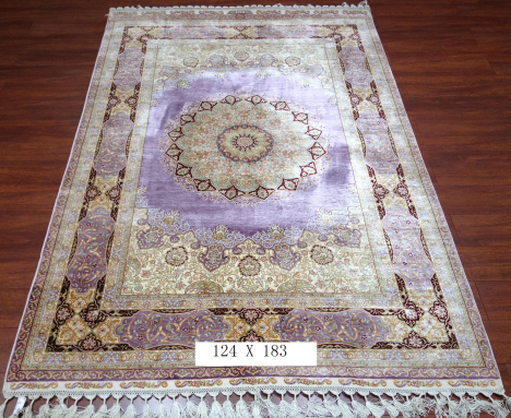 手工真丝地毯 4*6 TXJ-1243紫