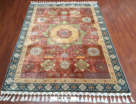 手工绢丝地毯 4*6 TXW-1115铁锈红