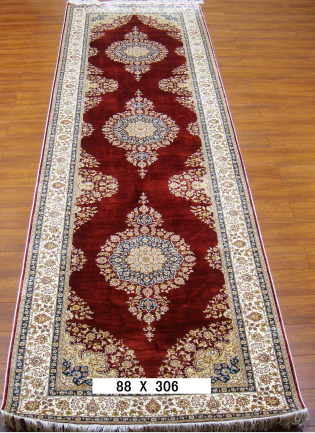手工绢丝地毯2.8*10  TXJ-1001红