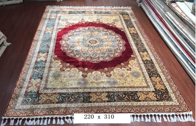 手工绢丝地毯7*10  TXX-1243红