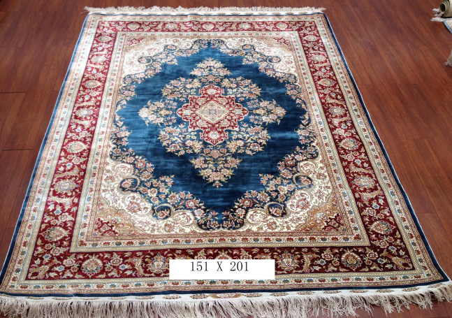 手工绢丝地毯  4.9*6.5 TXD-156蓝