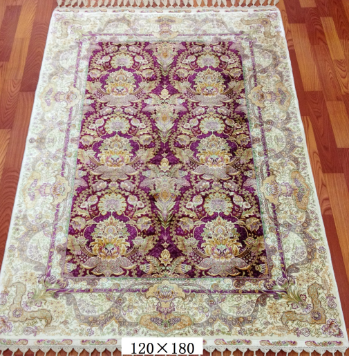 手工绢丝地毯 4*6 TXD-1054紫