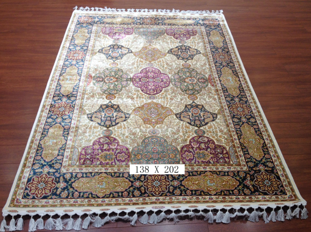 手工绢丝地毯 4.5*6.5  TXW-1114白