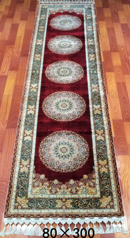 手工绢丝地毯 2.5*9.84  TXX-1243红