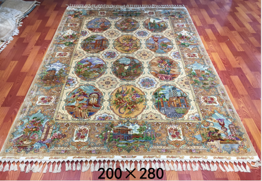 手工绢丝地毯 6.4*9.84 TXW-1405白