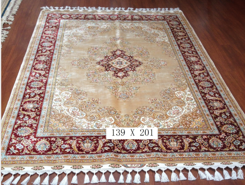 手工绢丝地毯  4.5*6.5 TXD-156 红边