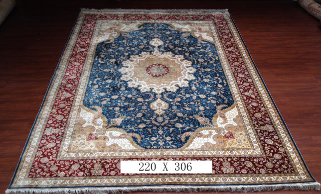 手工绢丝地毯7*10  TXW-1102蓝