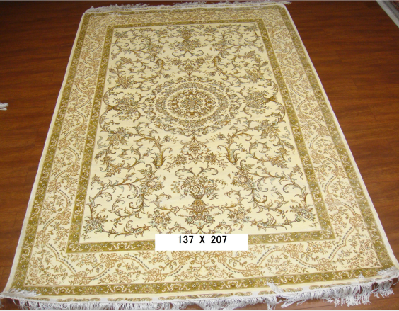 手工绢丝地毯 4.4*6.5 TXQ-0914白