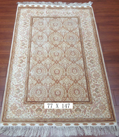 手工绢丝地毯 2.5*5.5  TXD-1034白