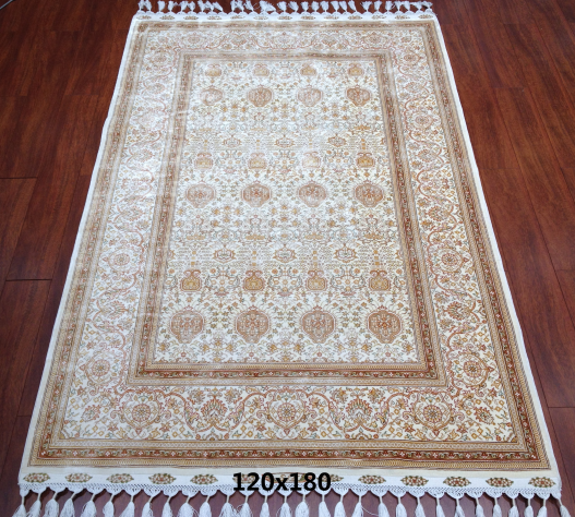 手工绢丝地毯  3.9*6 TXD-180白