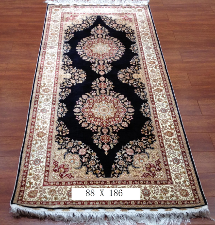 手工绢丝地毯2.8*6 TXJ-1001黑