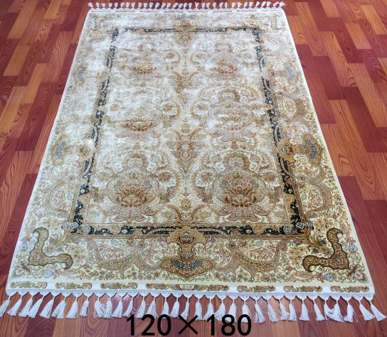 手工绢丝地毯 4*6 TXD-1054白