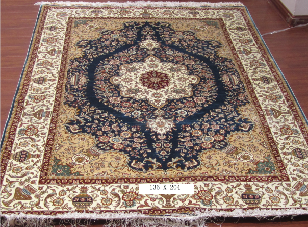 手工绢丝地毯 4.4*6 TXQ-0909蓝