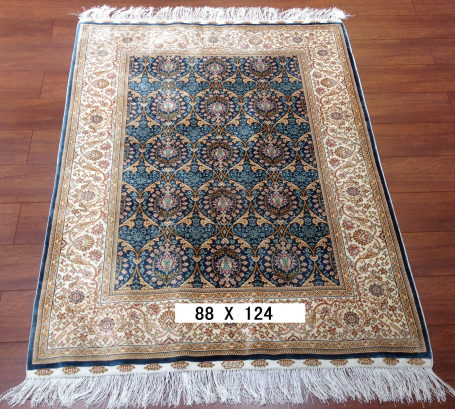 手工绢丝地毯2.8*4  TXD-1034蓝