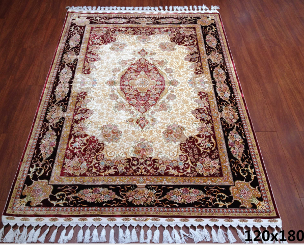 手工绢丝地毯4*6 TXW-1103红