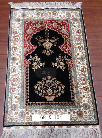 手工绢丝地毯 2.2*3.4 TXD-33黑