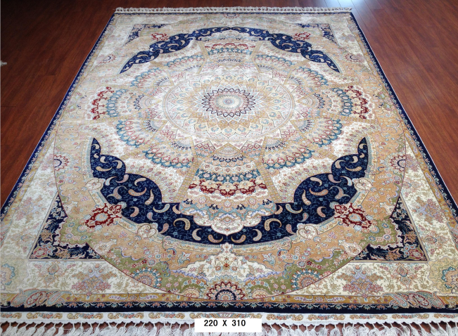 手工真丝地毯  7*10  TXJ-1422蓝