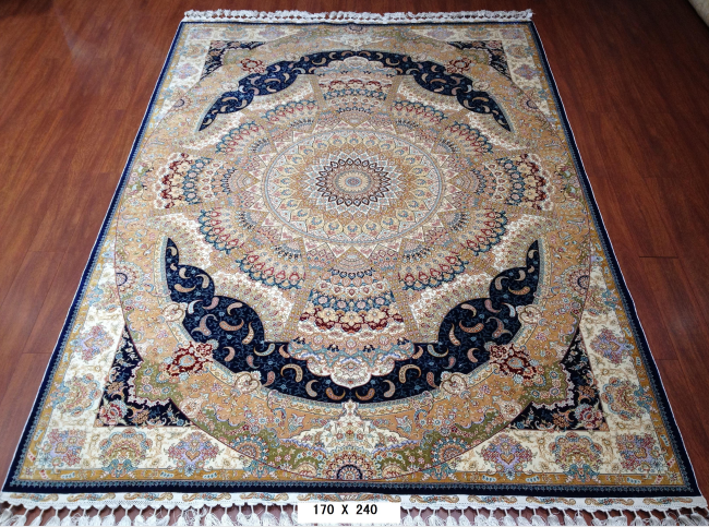 手工真丝地毯5.5*7.87 TXJ-1422 黑鱼