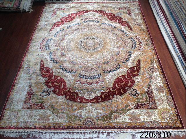 手工绢丝地毯7*10 TXJ-1422红