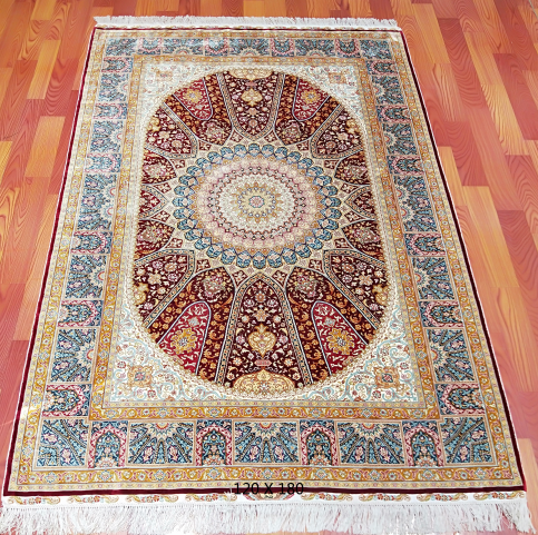 手工绢丝地毯 4*6 TXJ-1231红