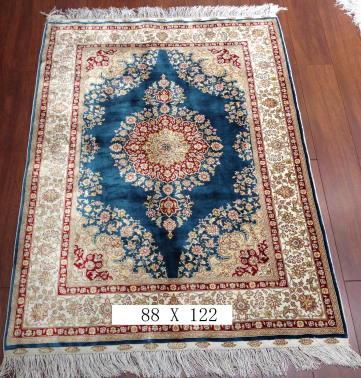 手工绢丝地毯 2.8*4 TXJ-1001蓝