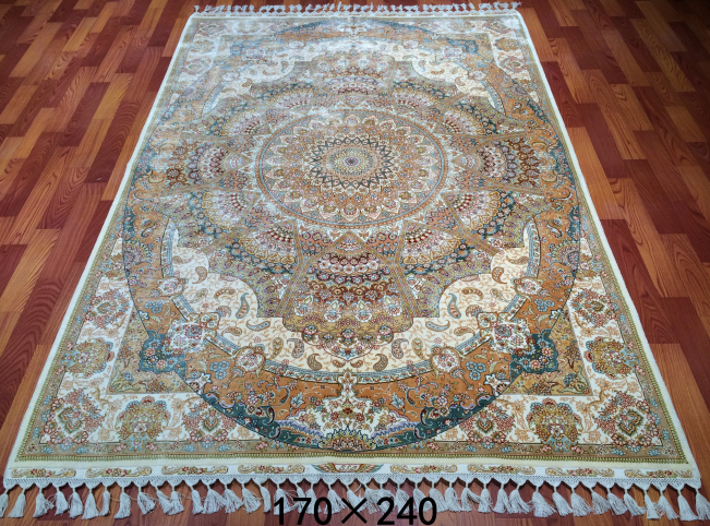 手工绢丝地毯  5.4*7.87 TXJ-1422浅棕