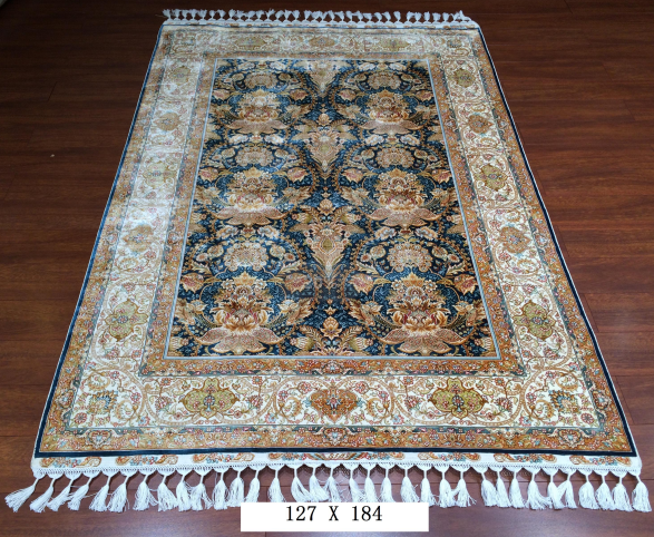 手工绢丝地毯 4*6 TXD-1054蓝