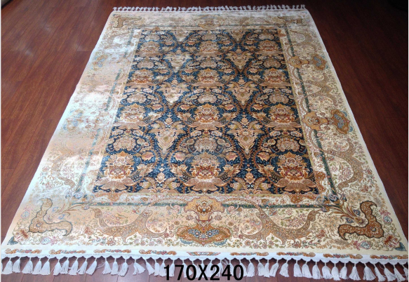 手工绢丝地毯 5.5*7.87 TXD-1054浅蓝