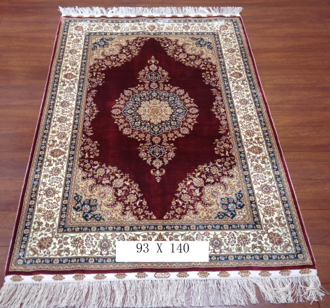 手工绢丝地毯 3*4.5 TXJ-1001红