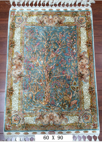 手工绢丝地毯 1.9*3 TXD-1056蓝