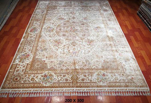 手工绢丝地毯 6.4*9.84 TXW-1203白