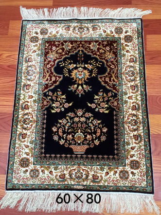 手工绢丝地毯 1.9*2.6  TXD-33黑