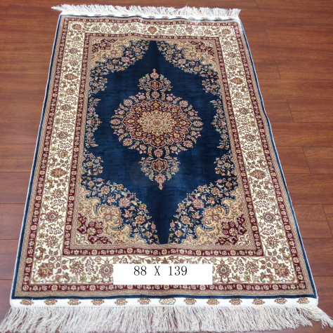 手工绢丝地毯 2.8*4.5 TXJ-1001蓝