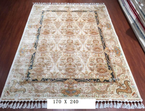 手工绢丝地毯 5.5*7.87 TXD-1054白