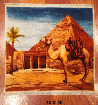 手工绢丝地毯1*1 金字塔骆驼