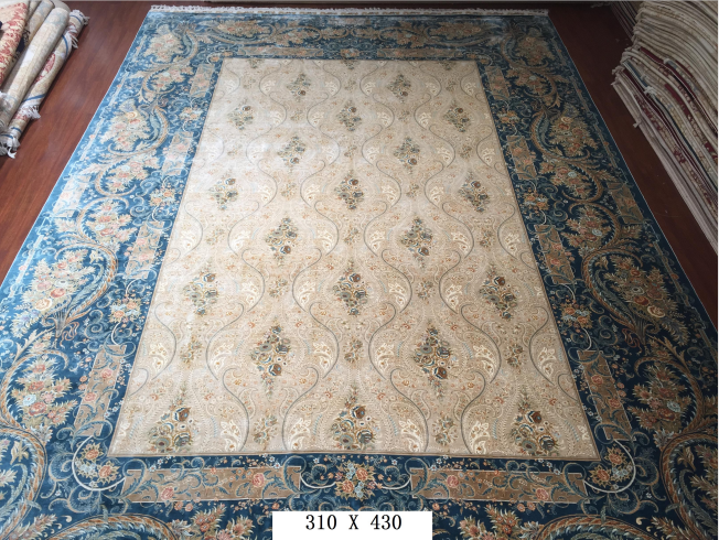手工真丝地毯  10*14 TXX-1343蓝边