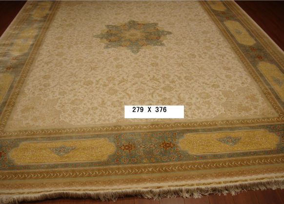 手工真丝地毯  9*12  TXD-1033 白底棕边