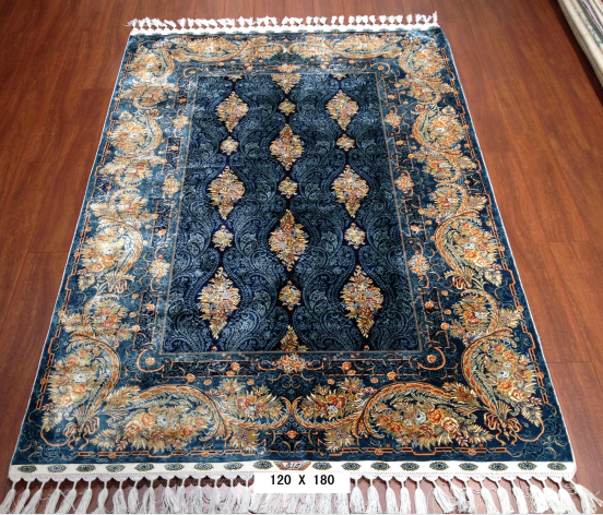 手工绢丝地毯4*6 TXX-1343蓝