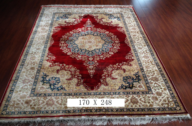 手工绢丝地毯  5.4*7.87 TXJ-1001红