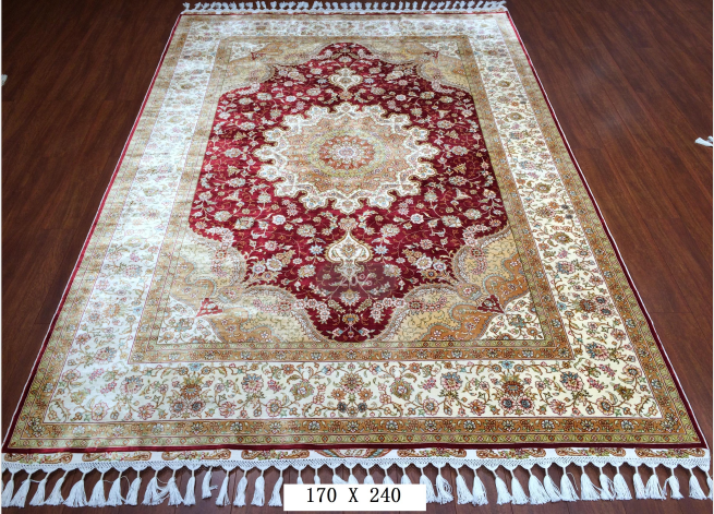 手工绢丝地毯 5.4*7.87 TXQ-0914红